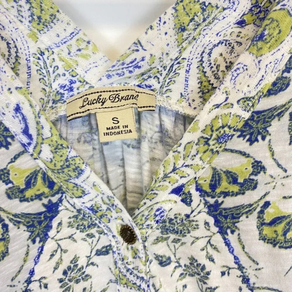 Lucky Brand Blue and Green Floral Button Down Top - Picture 3 of 8